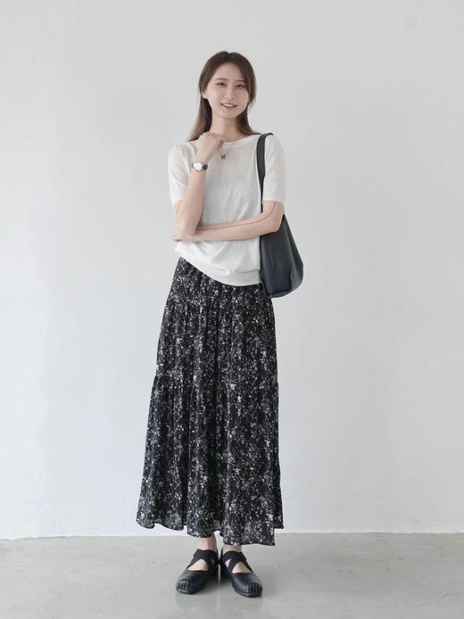 温柔风显瘦A字碎花半身裙 商品图1