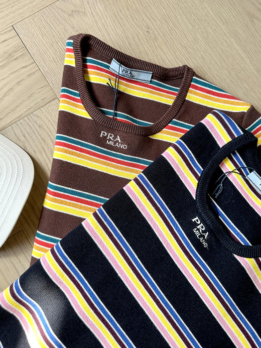 现货 THS-限时 p家 女士棉质针织彩色条纹短袖 圆领针织衫T恤 2色 BH2581 BY603 商品图4