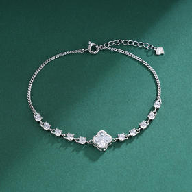 子佩集S925银【四叶问雪】手链【SL070090】纯银时尚四叶草锆石2503