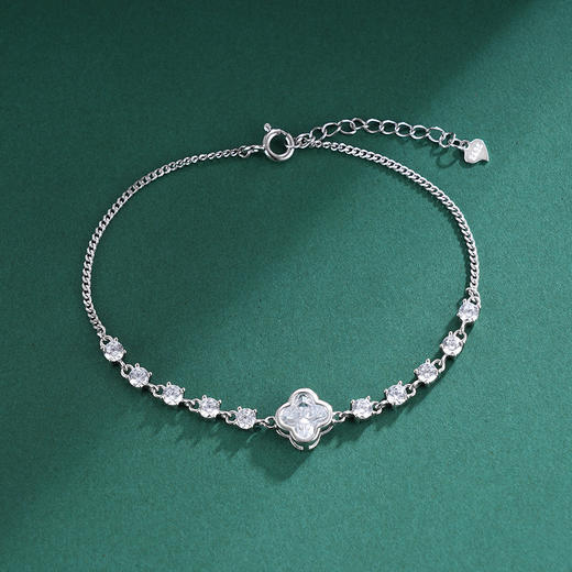 子佩集S925银【四叶问雪】手链【SL070090】纯银时尚四叶草锆石2503 商品图1