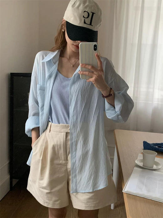 Im Presionismo薄款衬衫吊带两件套  ，舒适肌理感 ，9色可选，均码 商品图5