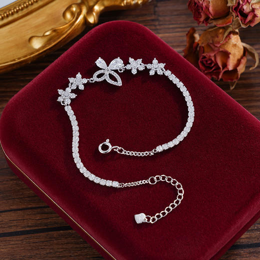 子佩集S925银【摘芳遇蝶】手链【YS01289】纯银时尚锆石蝴蝶花朵2503 商品图2