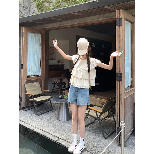 <曾小咸推荐>4.6现货秒杀 ！微信超特价！复古A字阔腿牛仔短裤 日常159.99 立减90 秒杀69.99！！ 商品图1