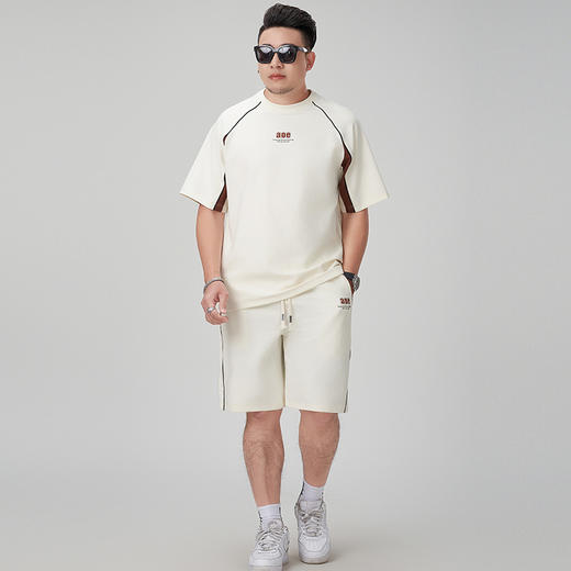 【棉质】【DMH】大依优型大码夏季套装透气短袖短裤两件夏季潮牌印花美式运动宽松大码体恤衫男士 商品图5