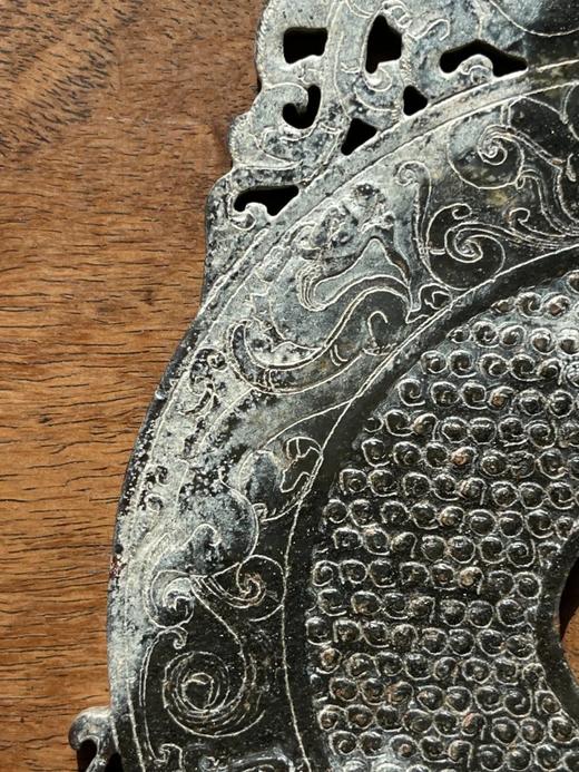 黑沁白玉镂雕双龙出廓龙虎穀纹壁，顺丰包邮 商品图8