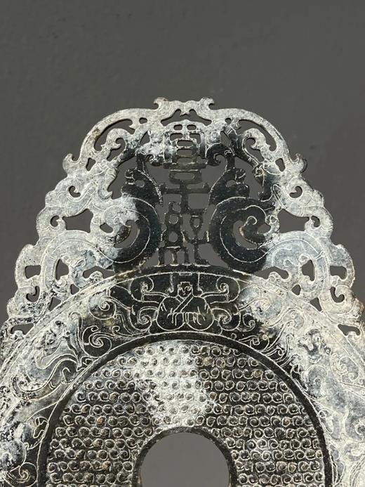 黑沁白玉镂雕双龙出廓龙虎穀纹壁，顺丰包邮 商品图6