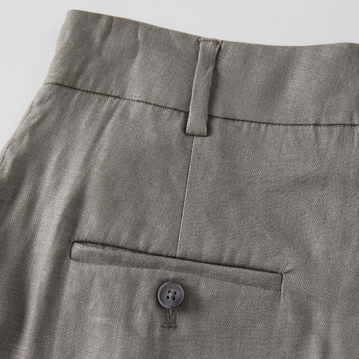 ROMI STUDIO“经典升级” 斜纹亚麻高腰透气杏仁绿阔腿西裤K3710 商品图8