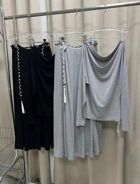 【门店同款】ENJOY春季一字肩编织腰带套裙 160593079