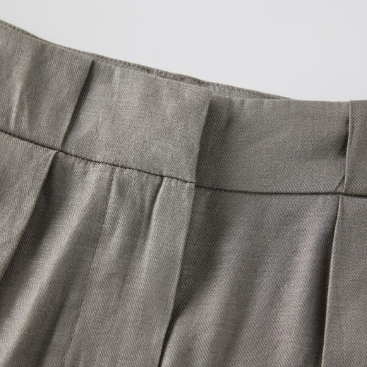 ROMI STUDIO“经典升级” 斜纹亚麻高腰透气杏仁绿阔腿西裤K3710 商品图11