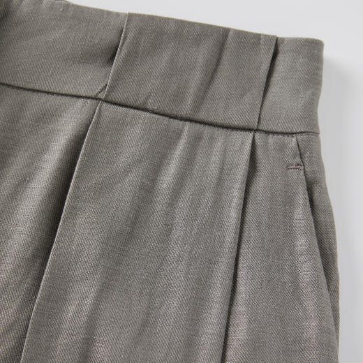 ROMI STUDIO“经典升级” 斜纹亚麻高腰透气杏仁绿阔腿西裤K3710 商品图6