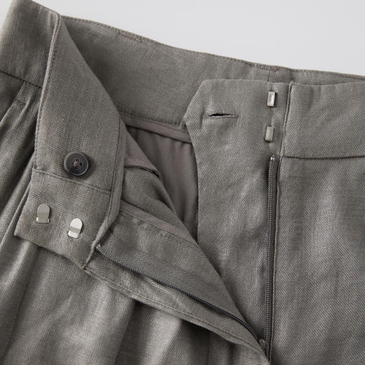 ROMI STUDIO“经典升级” 斜纹亚麻高腰透气杏仁绿阔腿西裤K3710 商品图7