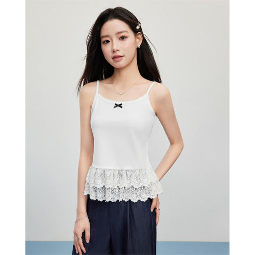 【小个子定制】 IEF/爱依服2025夏季 韩版甜美纯欲风百搭蕾丝边时尚通勤吊带DS43019- 商品图3