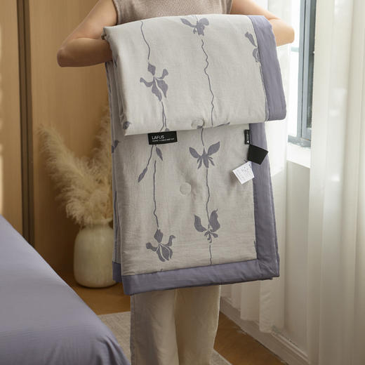 自然醒水洗棉色织大提花夏被纯棉全棉可机洗双人夏天薄空调被夏被LFS 商品图8