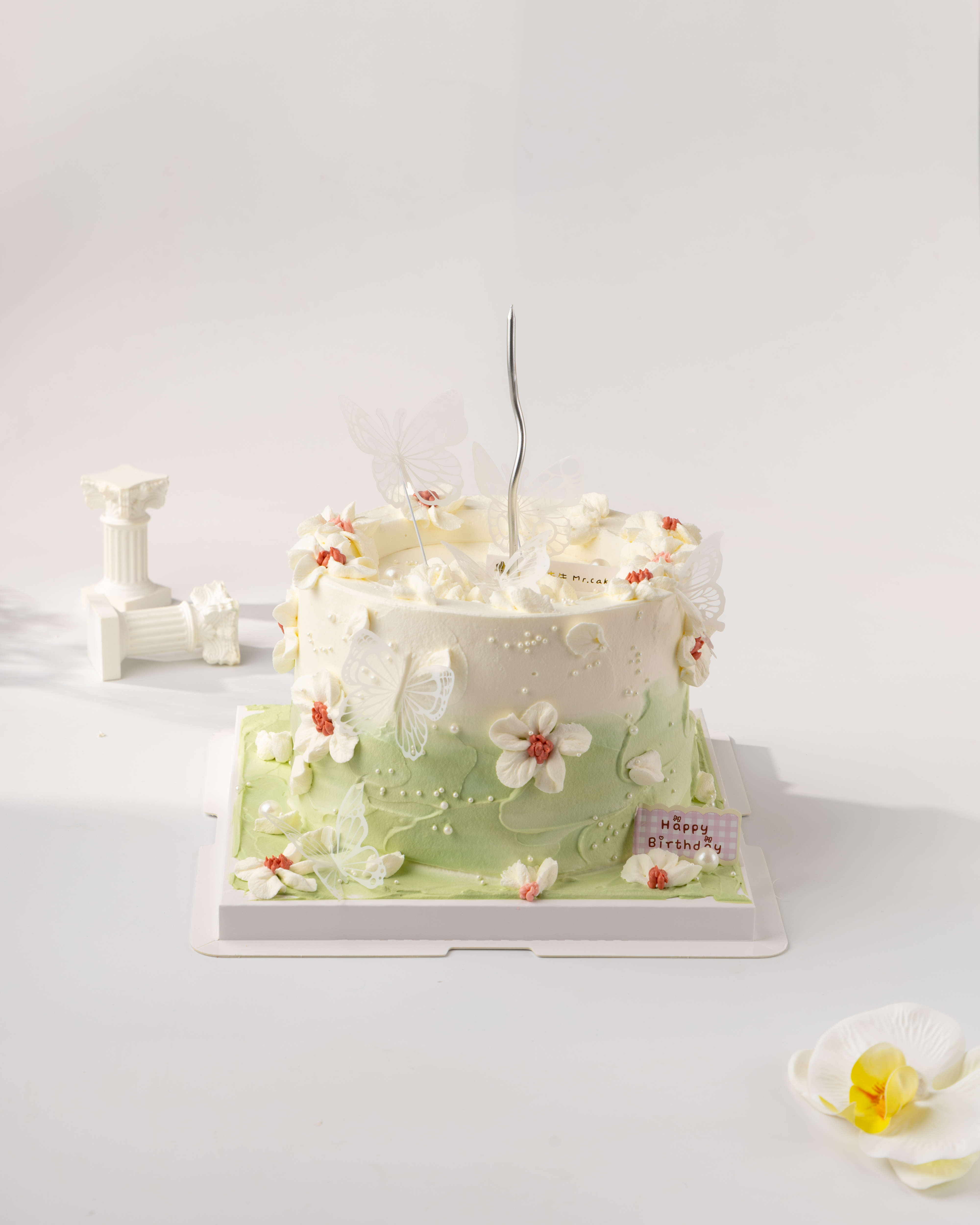 小清新花花蝴蝶蛋糕（百分百进口动物奶油）