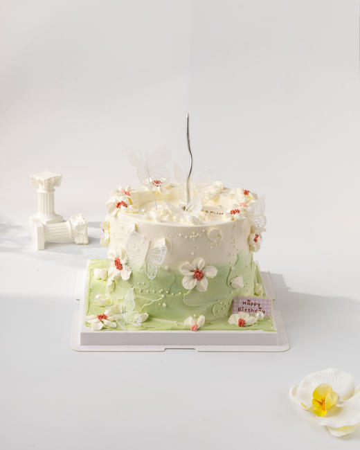 小清新花花蝴蝶蛋糕（百分百进口动物奶油） 商品图0