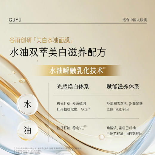 【会员日常】谷雨光感美白滢嫩修护水油面膜（5片/盒）  水油双养 商品图6