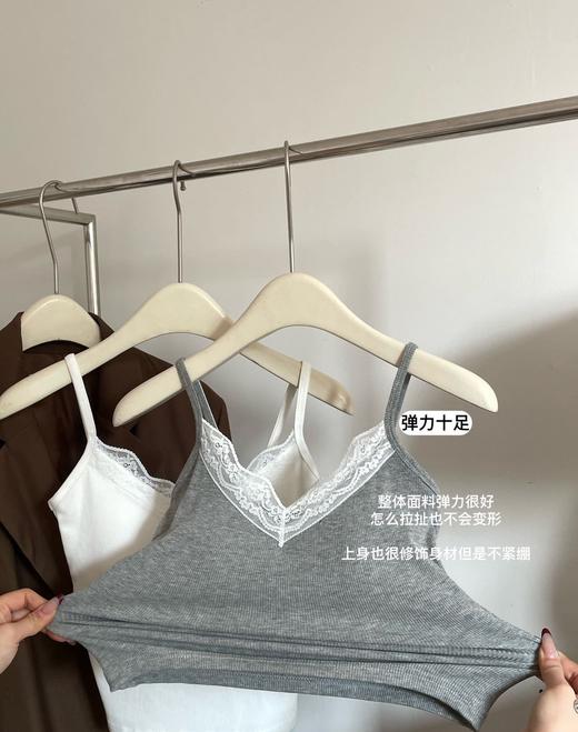 系带小蕾丝花边螺纹显瘦打底背心 商品图6