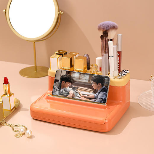 【口红化妆镜】多功能置物架化妆品防尘收纳盒 护肤品梳妆台收纳盒 商品图2