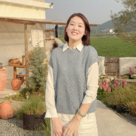 [高定系列]（康宝莱花纱）火桐hooton 仲夏夜之梦 亚麻羊绒圆领套头马甲8321 商品图4