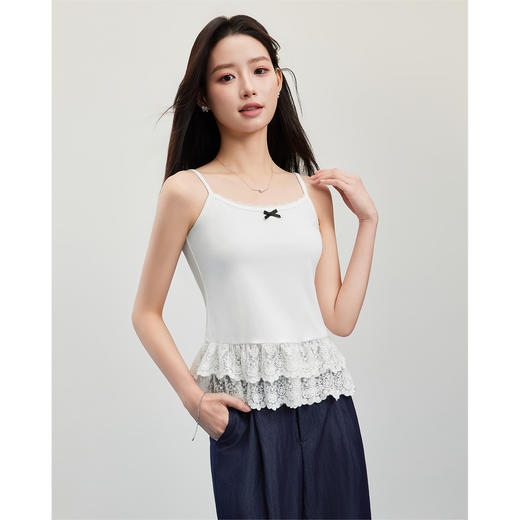 【小个子定制】 IEF/爱依服2025夏季 韩版甜美纯欲风百搭蕾丝边时尚通勤吊带DS43019- 商品图2