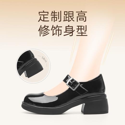 信诺厚底时尚漆皮鞋2025年春季新款浅口单鞋黑色气质增高玛丽珍鞋X5C009-60 商品图4