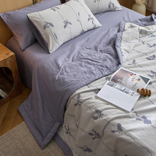 自然醒水洗棉色织大提花夏被纯棉全棉可机洗双人夏天薄空调被夏被LFS 商品图10