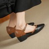 【预售5天】简约复古包头中空粗跟一字扣带女凉鞋夏新款拼色高跟女鞋DTN&527-1 商品缩略图3
