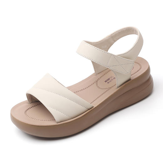 真皮厚底妈妈凉鞋女2025新款夏季中年女鞋软底舒适休闲沙滩鞋5L950-18 商品图3