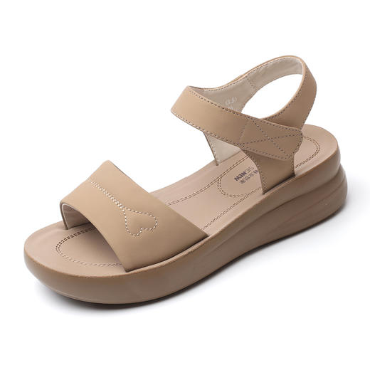 厚底轻便女鞋2025新款夏季真皮舒适沙滩凉鞋外穿软底妈妈鞋5L950-15 商品图3