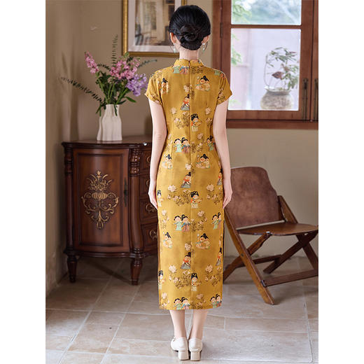 新中式黄色改良，年轻款少女高级感小唐人旗袍LSB-3641 商品图4