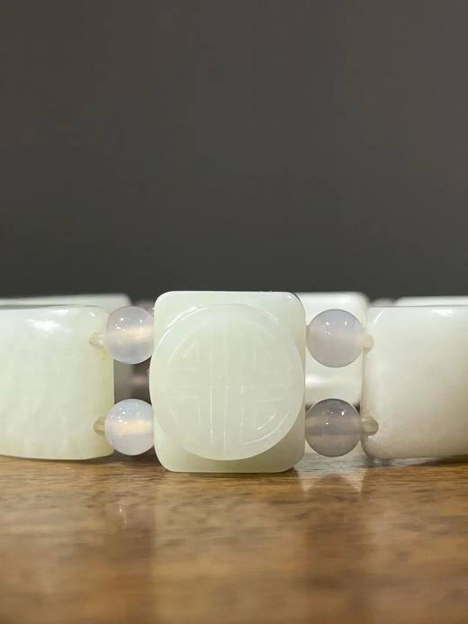 白玉弧面与寿字长方牌串连手环，顺丰包邮 商品图3