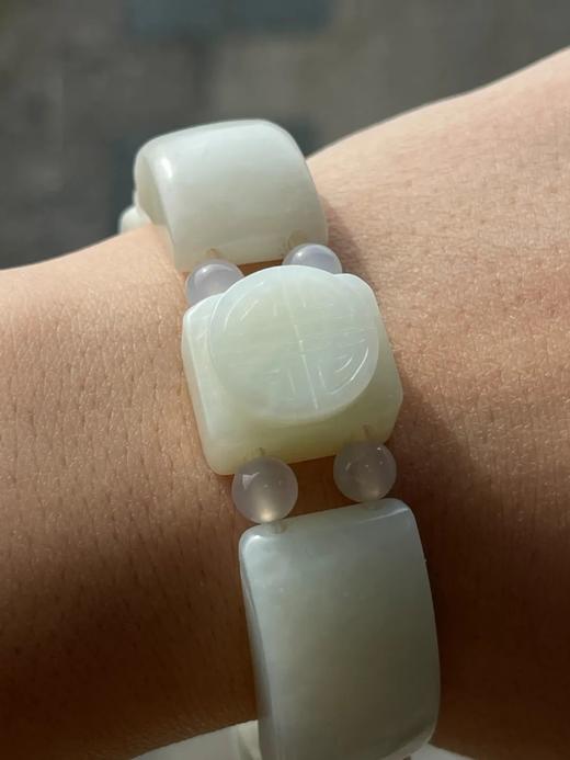 白玉弧面与寿字长方牌串连手环，顺丰包邮 商品图6