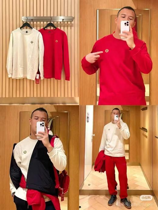 露露 Heavyweight男士高克重棉质针织长袖T恤 商品图0