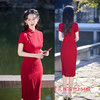 GX送考红色旗袍裙2025夏季新款时尚改良新中式新娘订婚旗袍旗开得胜 商品缩略图1