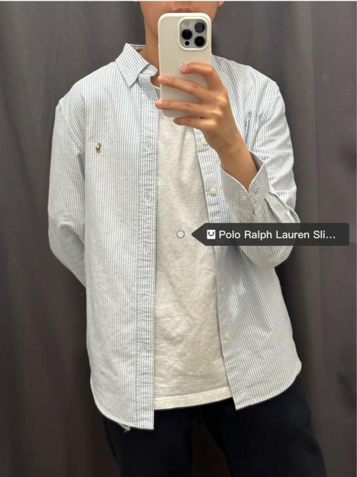 断码清s适合130斤内！独家订单，鲁泰公司订单， Ralph Lauren/POLO 拉夫劳伦RL拉夫经典细条纹衬衫  条纹浅蓝衬衫 商品图1