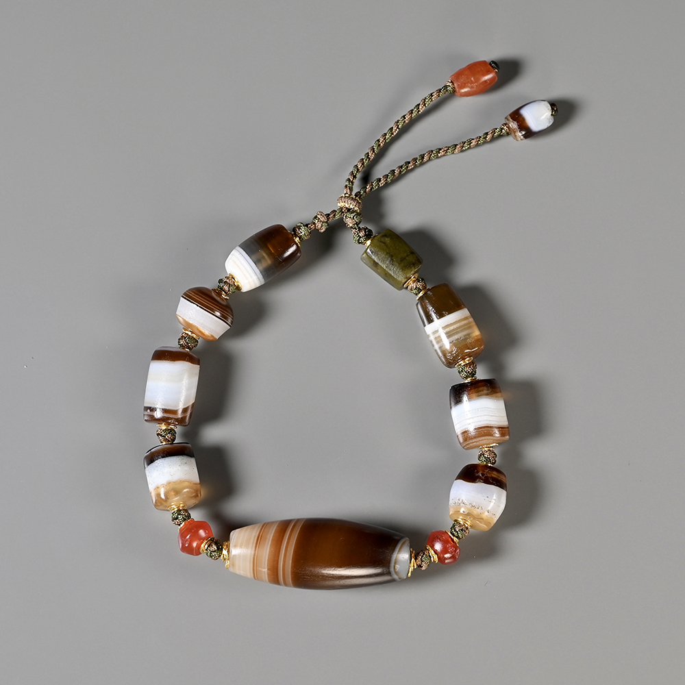 美拉德色系西亚高古缠丝玛瑙手串