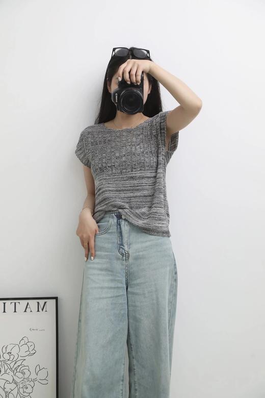 LPIUTY品牌直发！包肩袖镂空肌理针织衫 B08GXX-8829 商品图2