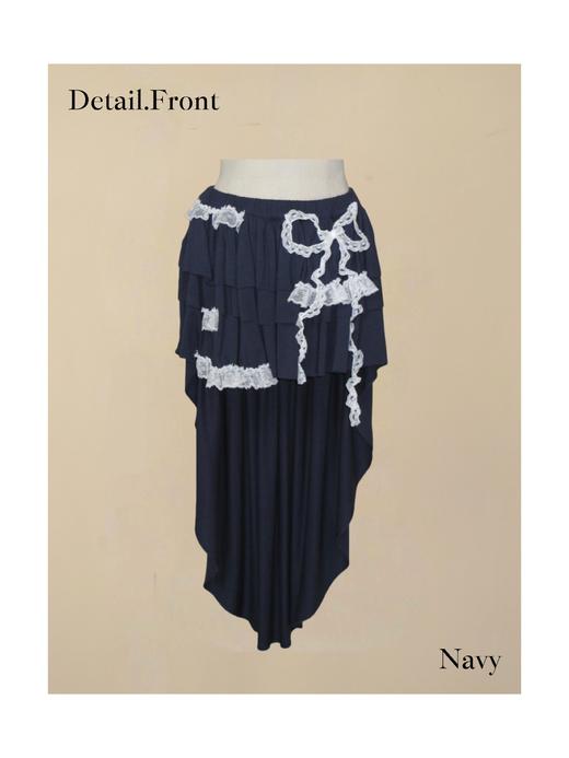 蕾丝燕尾半裙 深蓝/燕麦 商品图0