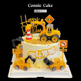 推土机 小男孩 挖掘机 蛋糕