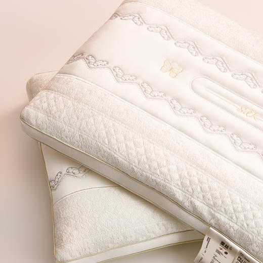 自然醒蕾丝复合蚕丝枕五星级酒店专用护颈椎助睡眠家用一对枕头芯蝴蝶绣花女生睡觉舒适XK 商品图7