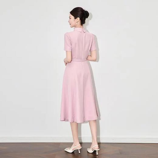 【高货wl】全新升级【铂金会员339/天猫459/差价120】(92825) 洛诗琳法式端庄大气简约翻领收腰气质轻熟风短袖连衣裙 商品图1