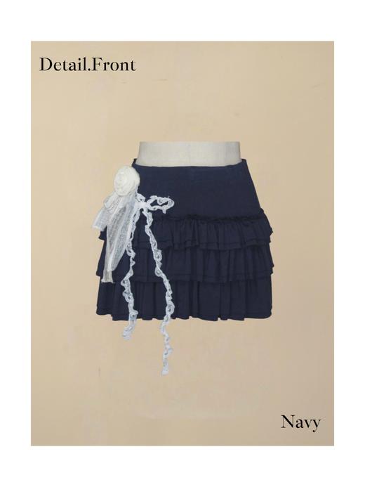 蕾丝玫瑰蛋糕半裙 深蓝/燕麦 商品图0