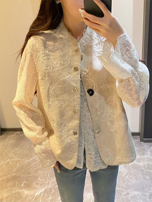 设计师高品刺绣重工国风天然亚麻马甲纯棉麻外套 商品图3