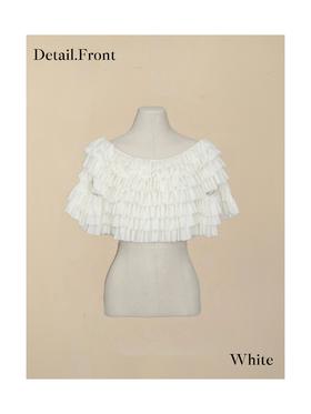 蕾丝蛋糕褶斗篷上衣