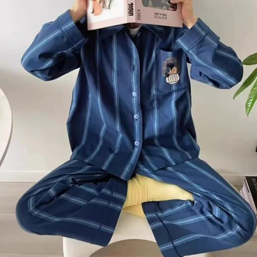 100%纯棉磨毛，情侣款家居服  春夏款睡衣  长袖男女套装 商品图0