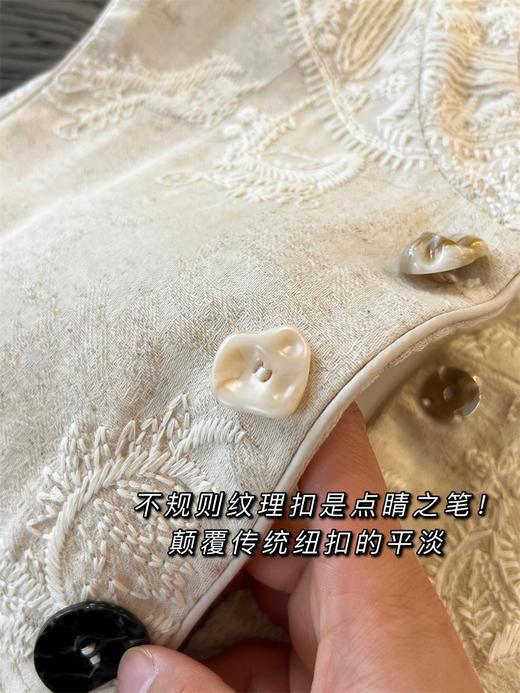 设计师高品刺绣重工国风天然亚麻马甲纯棉麻外套 商品图10