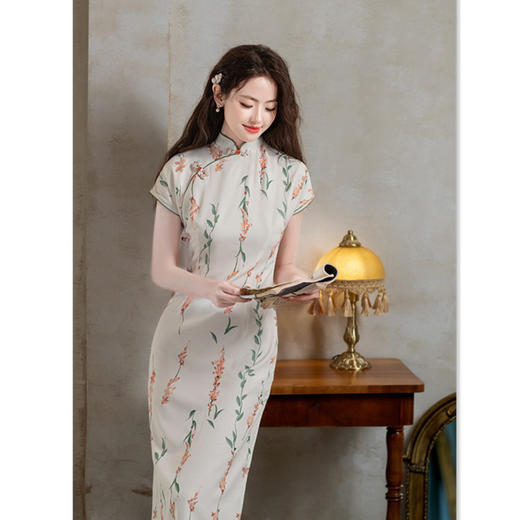 GX时尚改良新中式仿麻双层连袖旗袍2025夏季新款年轻少女文艺风旗袍 商品图3