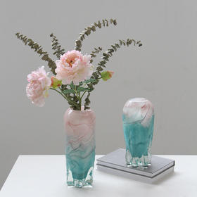 现代轻奢水墨纹玻璃花瓶水培 家居装饰品摆件客厅餐厅电视柜软装