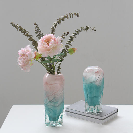 现代轻奢水墨纹玻璃花瓶水培 家居装饰品摆件客厅餐厅电视柜软装 商品图0