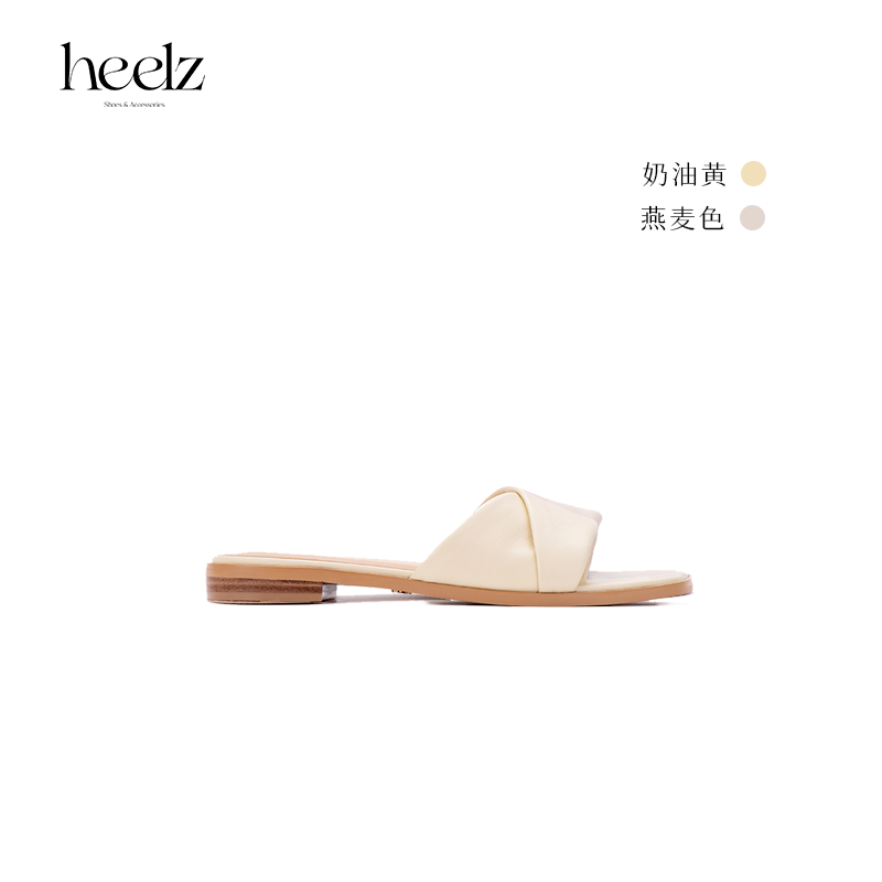heelz设计师手工鞋履 ｜翻折艺术羊皮拖鞋2公分